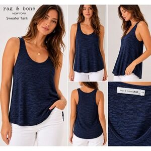 Rag & Bone Women's Navy knit tank Top Sweater Size Large cross back minimalist